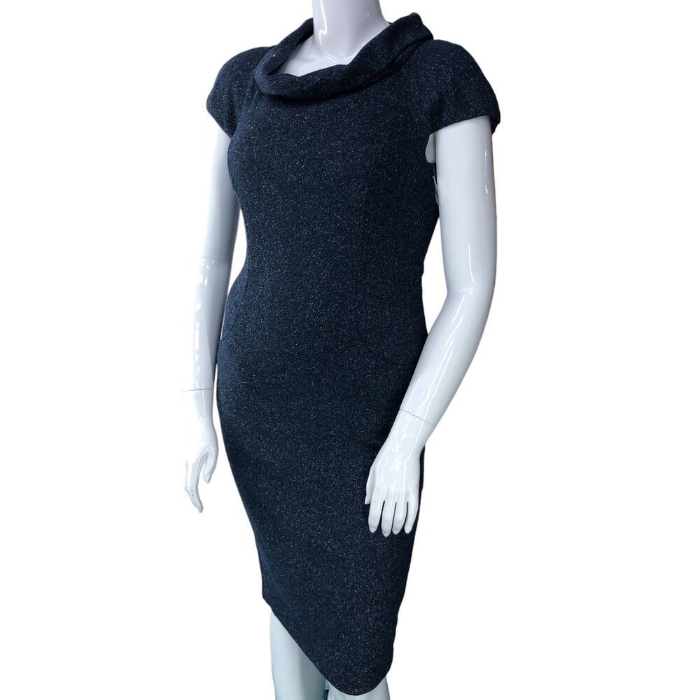Lafayette 148 New York Womens Size 8 Dress Tweed Cowl Neck Cap Sleeve Shift  NEW